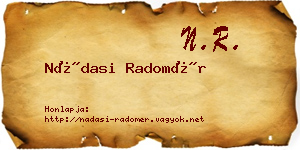 Nádasi Radomér névjegykártya